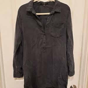 Charcoal long sleeve button up tunic dress